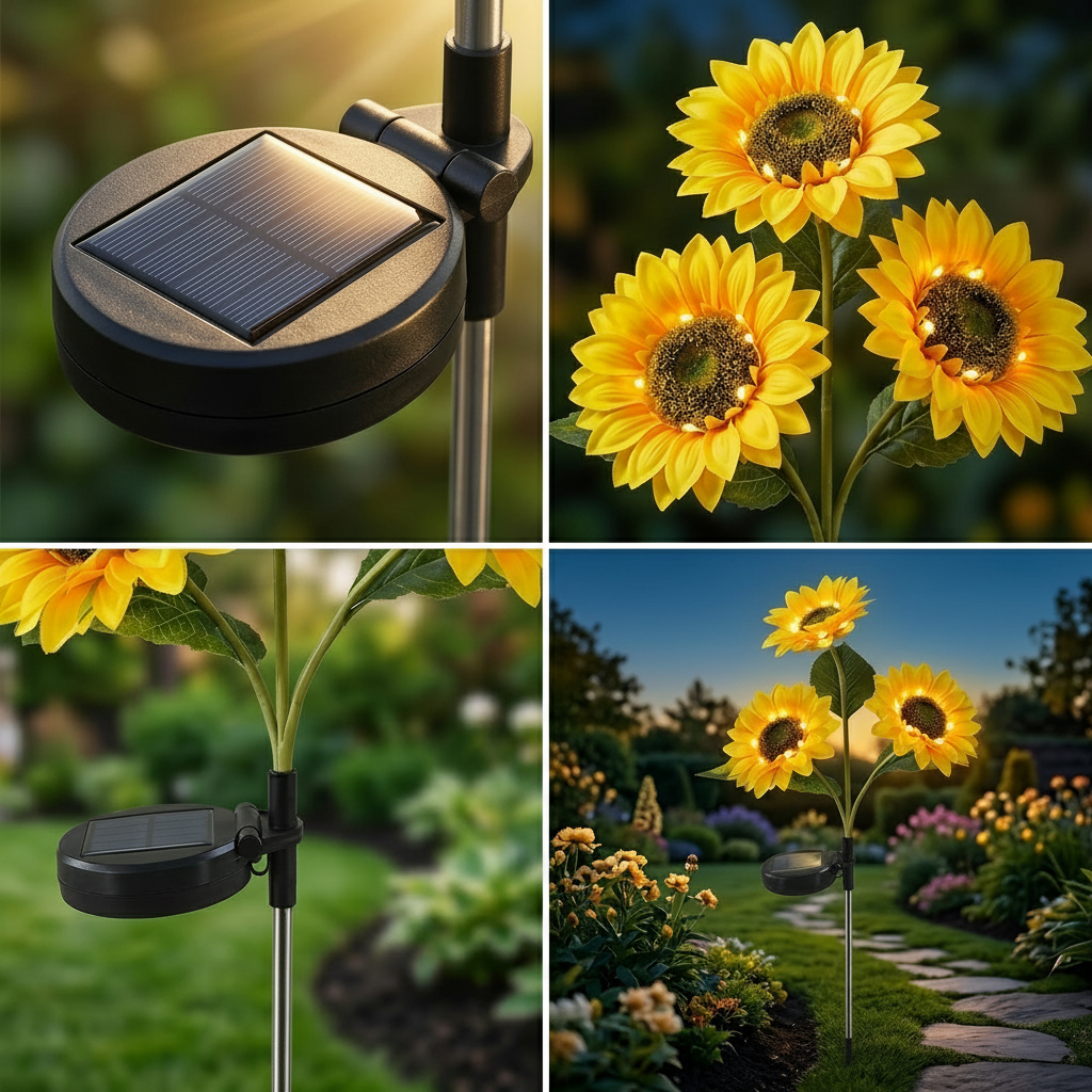 Solar Sunflower Garden Light