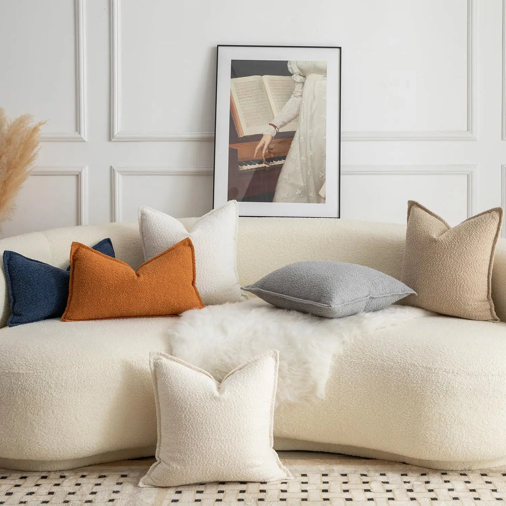 Bouclé Edge Throw Pillow Cover