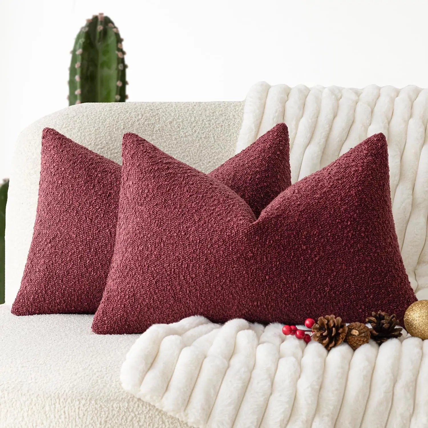 Bouclé Edge Throw Pillow Cover