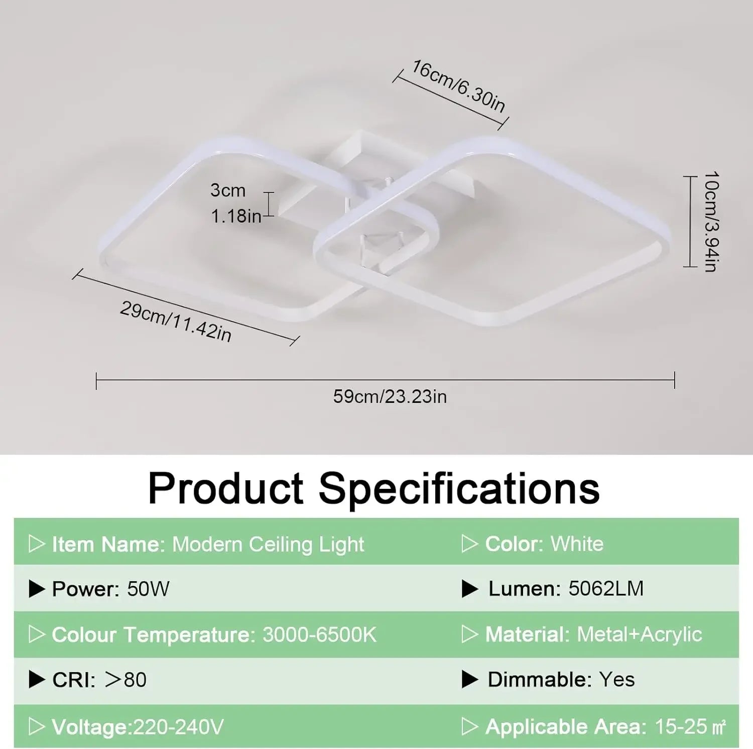 LumaSquare 50W Smart Ceiling Light