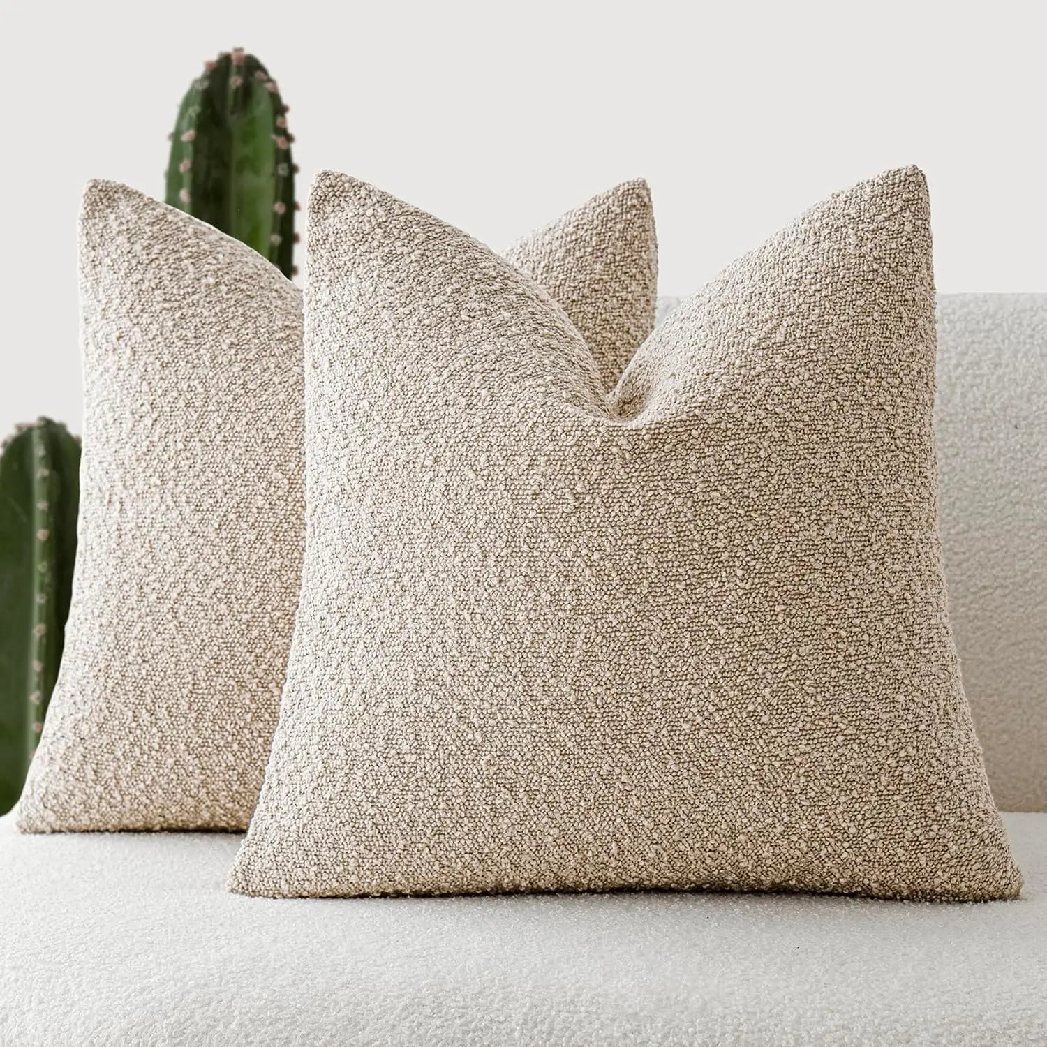 Bouclé Edge Throw Pillow Cover