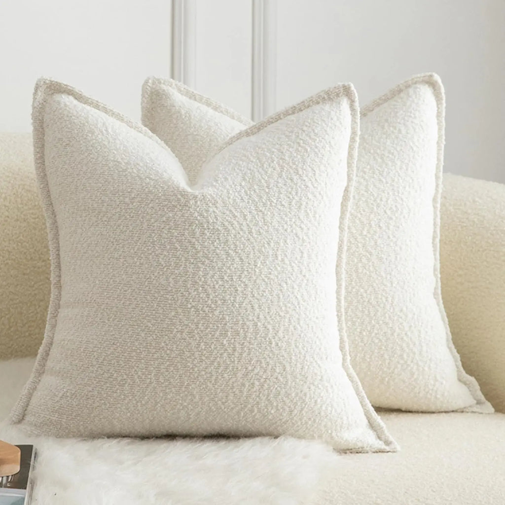 Bouclé Edge Throw Pillow Cover