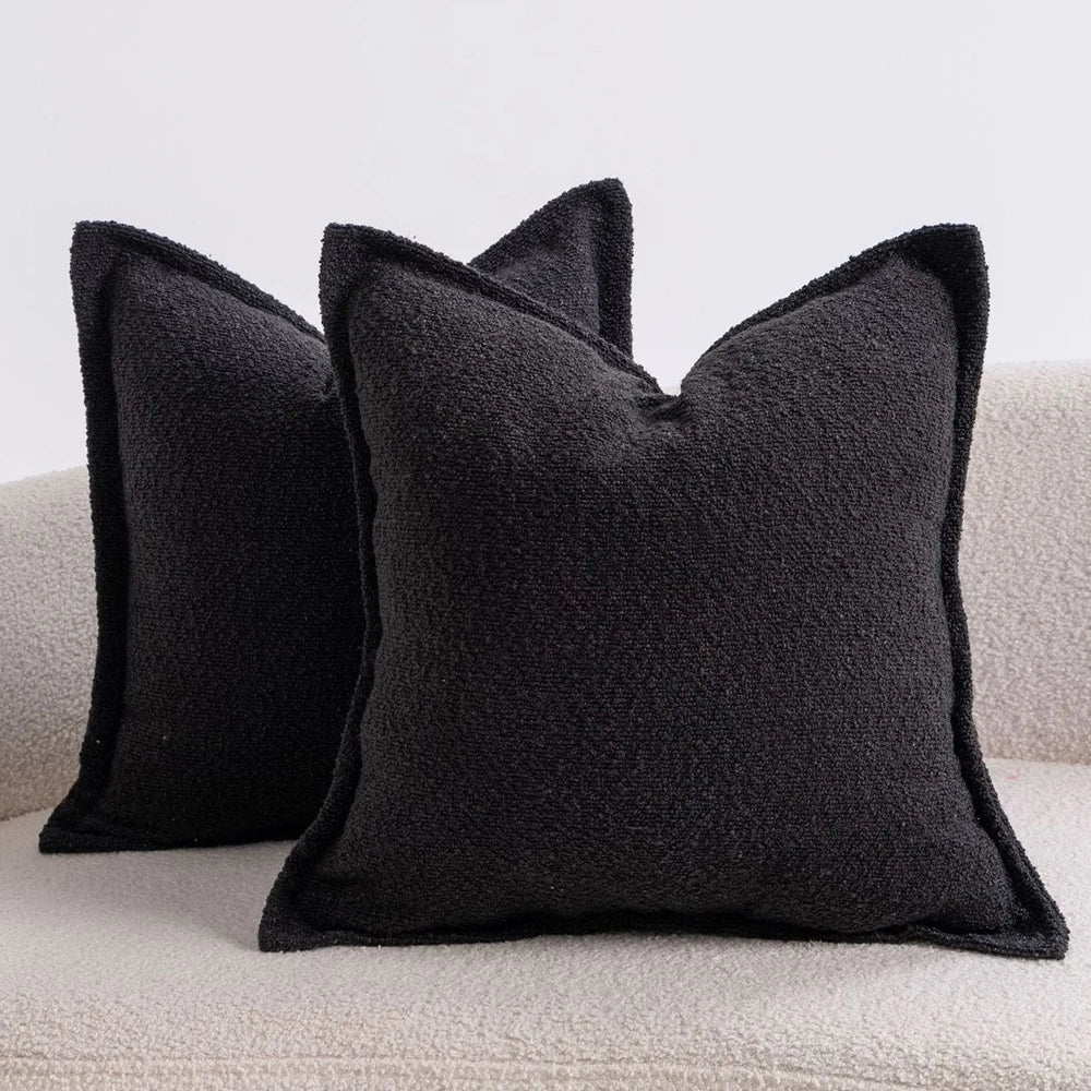 Bouclé Edge Throw Pillow Cover