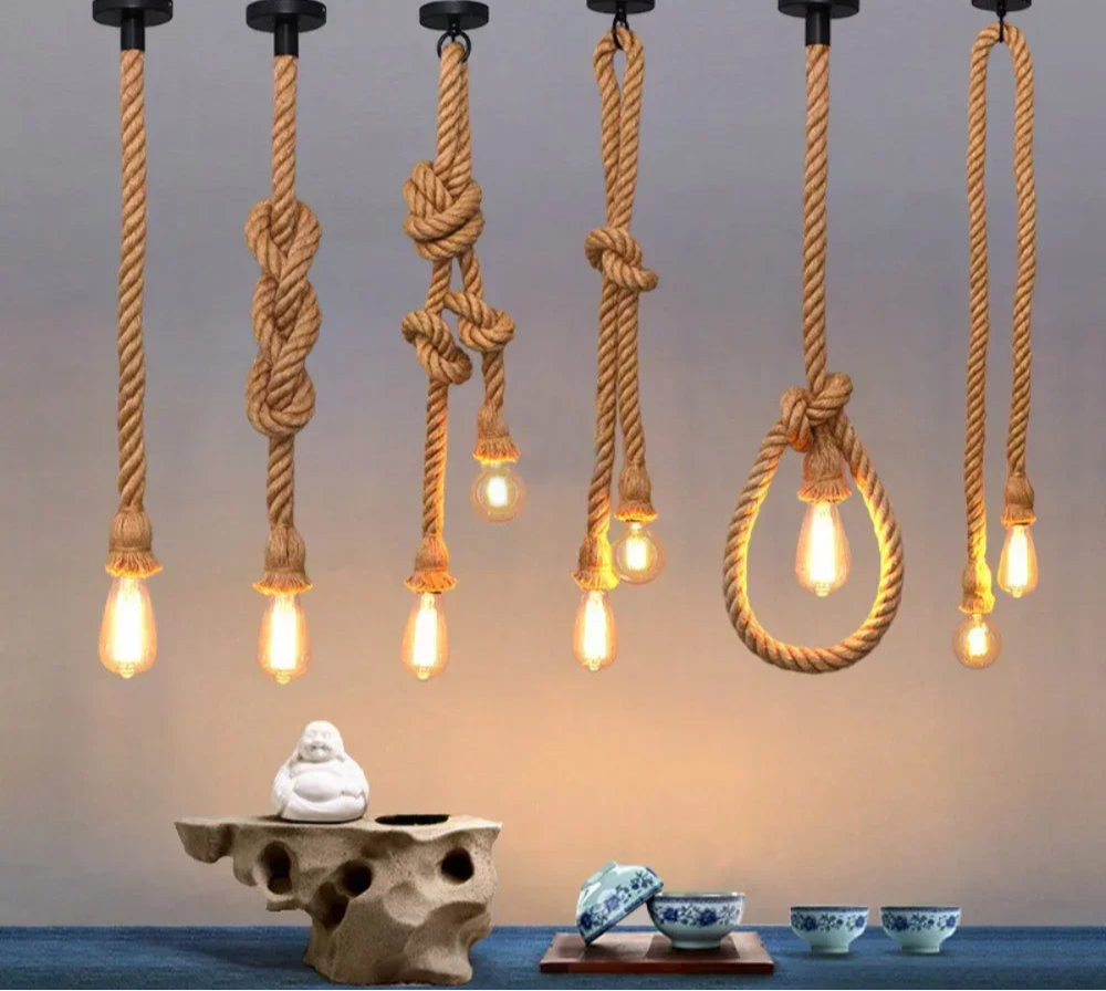 RusticGlow™ Hemp Rope Pendant Light